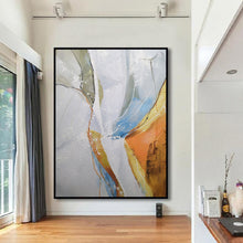 Load image into Gallery viewer, White And Gold Abstract Painting Large Sofa Painting Bp090
