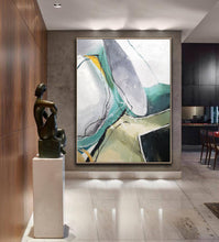 Load image into Gallery viewer, Minimalist Abstract Painting Gray Painting Green Painting Dp113