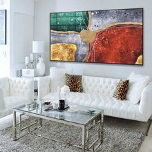 Load image into Gallery viewer, Red Green Gold Abstract Painting Original Modern Abstract Painting Np094