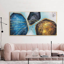 Load image into Gallery viewer, Blue Gold White Modern Abstract Painting Oversized Modern Art Np095