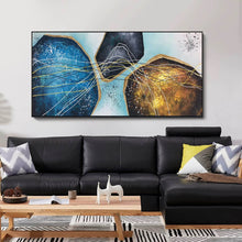 Load image into Gallery viewer, Blue Gold White Modern Abstract Painting Oversized Modern Art Np095