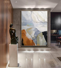 Load image into Gallery viewer, Minimalist Abstract Painting Gray Orange Canvas Art Dp114
