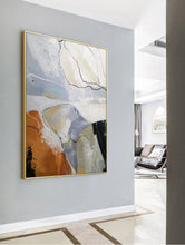 Load image into Gallery viewer, Minimalist Abstract Painting Gray Orange Canvas Art Dp114