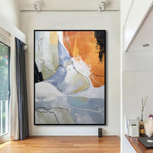 Load image into Gallery viewer, Huge Abstract Wall Art Orange Painting Gray Painting Bp087