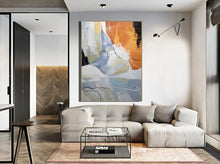 Load image into Gallery viewer, Huge Abstract Wall Art Orange Painting Gray Painting Bp087
