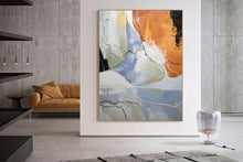 Load image into Gallery viewer, Huge Abstract Wall Art Orange Painting Gray Painting Bp087