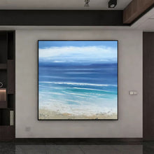 Load image into Gallery viewer, Blue Sea Abstract Painting Beach Painting on Canvas Op012
