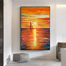 Load image into Gallery viewer, Sunset Abstract Painting Oversized Abstract Canvas Wall Art Gp039