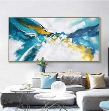 Load image into Gallery viewer, Oversized Canvas Paintings Blue and White Abstract Painting Gp091