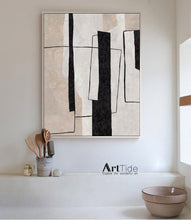 Load image into Gallery viewer, Large Milimalist Abstract Painting Beige Black And White Minimalist Painting Qp102
