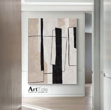 Load image into Gallery viewer, Large Milimalist Abstract Painting Beige Black And White Minimalist Painting Qp102