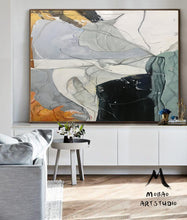 Load image into Gallery viewer, Large Art Paintings Original Green Painting Gray Painting Gp028
