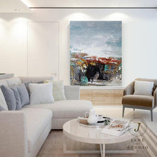 Load image into Gallery viewer, Bule Red Gray Abstract Painting Canvas Modern Wall Decor Qp077