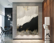 Load image into Gallery viewer, Original Black Abstract Minimalist Art Painting, Gold Painting Gray Painting Gp015
