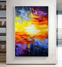 Load image into Gallery viewer, Large Blue Yellow Abstract Painting Abstract Art Canvas Landscape Cp011