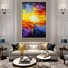 Load image into Gallery viewer, Large Blue Yellow Abstract Painting Abstract Art Canvas Landscape Cp011