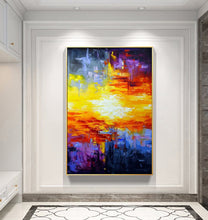 Load image into Gallery viewer, Large Blue Yellow Abstract Painting Abstract Art Canvas Landscape Cp011