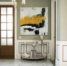 Load image into Gallery viewer, Large Yellow Painting Black And White Abstract Minimalist Painting Cp012