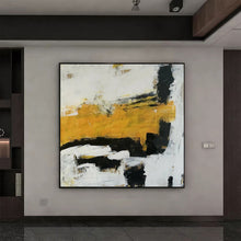 Load image into Gallery viewer, Large Yellow Painting Black And White Abstract Minimalist Painting Cp012