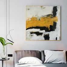 Load image into Gallery viewer, Large Yellow Painting Black And White Abstract Minimalist Painting Cp012