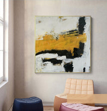 Load image into Gallery viewer, Large Yellow Painting Black And White Abstract Minimalist Painting Cp012