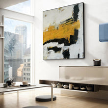 Load image into Gallery viewer, Large Yellow Painting Black And White Abstract Minimalist Painting Cp012