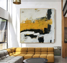 Load image into Gallery viewer, Large Yellow Painting Black And White Abstract Minimalist Painting Cp012
