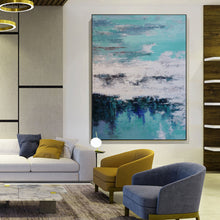 Load image into Gallery viewer, Large Ocean Painting Green Blue Abstract Art Op041