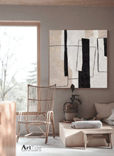 Load image into Gallery viewer, Beige And White Abstract Art Neutral Interior Decor Wall Decor Qp073