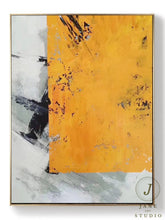 Load image into Gallery viewer, Yellow Abstract Painting Minimalist Style Acrylic Painting Q080