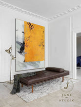 Load image into Gallery viewer, Yellow Abstract Painting Minimalist Style Acrylic Painting Q080