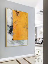 Load image into Gallery viewer, Yellow Abstract Painting Minimalist Style Acrylic Painting Q080