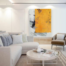 Load image into Gallery viewer, Yellow Abstract Painting Minimalist Style Acrylic Painting Q080