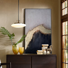 Load image into Gallery viewer, Gold Leaf Abstract Painting Black Gold Canvas Painting Kp024