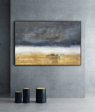 Load image into Gallery viewer, Yellow Abstract Painting Gold Art Painting Black and White Painting Op084