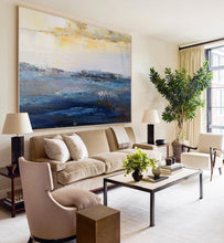 Load image into Gallery viewer, Large Textured Wall Art Original Blue Abstract Art Sea Landscape Painting Bp092