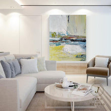 Load image into Gallery viewer, Large Abstract Painting Yellow Painting Green Arcyling Painting Qp071