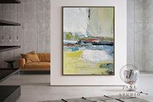 Load image into Gallery viewer, Large Abstract Painting Yellow Painting Green Arcyling Painting Qp071