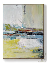Load image into Gallery viewer, Large Abstract Painting Yellow Painting Green Arcyling Painting Qp071