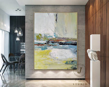 Load image into Gallery viewer, Large Abstract Painting Yellow Painting Green Arcyling Painting Qp071