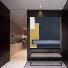 Load image into Gallery viewer, Black White Gold Large Abstract Acrylic Painting Yp010