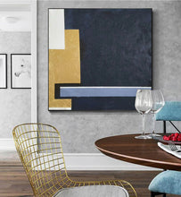 Load image into Gallery viewer, Black White Gold Large Abstract Acrylic Painting Yp010