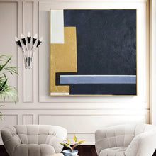 Load image into Gallery viewer, Black White Gold Large Abstract Acrylic Painting Yp010