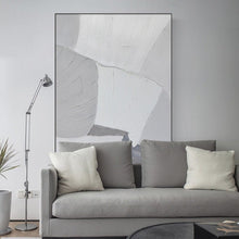 Load image into Gallery viewer, Oversized Abstract Canvas Wall Art Gray and White Acrylic Painting Gp043