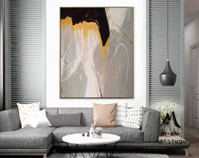 Load image into Gallery viewer, Large Gold Abstract Painting,Office Wall Art,Large Gray Textured Art Bg013