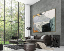 Load image into Gallery viewer, Large Art Paintings Original Green Painting Gray Painting Gp028