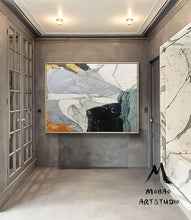 Load image into Gallery viewer, Large Art Paintings Original Green Painting Gray Painting Gp028
