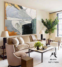 Load image into Gallery viewer, Large Art Paintings Original Green Painting Gray Painting Gp028