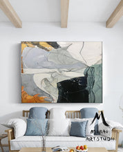 Load image into Gallery viewer, Large Art Paintings Original Green Painting Gray Painting Gp028