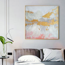 Load image into Gallery viewer, Gold White Pink Art Abstract Painting Oversized Art Canvas Op039